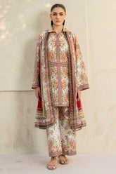 3-PC Unstitched Digital Printed Lawn By Jazmin |  USE-9198